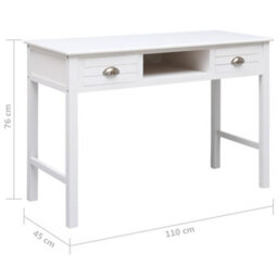 Vidaxl Writing Desk White 110X45X76 Cm Wood Desks - thumbnail 3