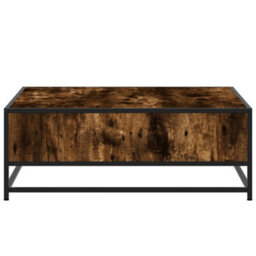 Berkfield Coffee Table Smoked Oak 80X80X30 Cm Engineered Wood And Metal - thumbnail 6