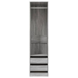 Berkfield Wardrobe With Drawers Grey Sonoma 50X50X200 Cm Engineered Wood - thumbnail 3