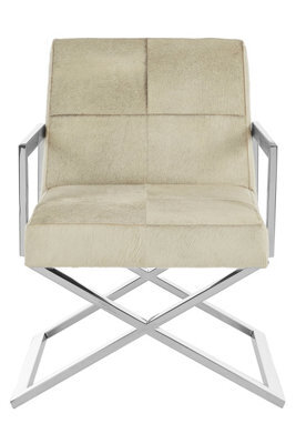 Orsina Grey Leather Thick Padded Chair,modern Accent Chair With Reclined Back,lounge Chair With Polished Frame - image 1