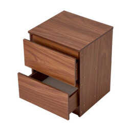 Walnut Colour 2 Drawer Chest Of Drawers Wooden Bedside Table Modern Bedroom Cabinet - thumbnail 6