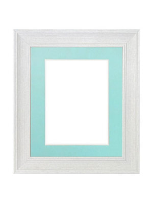 Frames By Post Scandi Limed White Frame With Blue Mount For Image Size 12 X 8 Inch - image 1