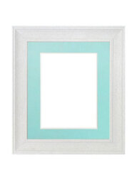 Frames By Post Scandi Limed White Frame With Blue Mount For Image Size 12 X 8 Inch - thumbnail 1