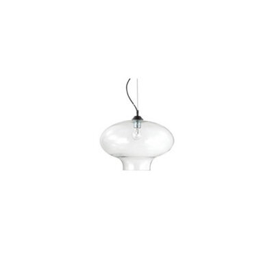 Ideal Lux Bistro 1 Light Dome Ceiling Pendant Black Clear Blown Glass Round, E27 - image 1