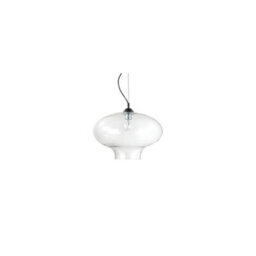 Ideal Lux Bistro 1 Light Dome Ceiling Pendant Black Clear Blown Glass Round, E27 - thumbnail 1