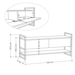 Decortie Metola Modern Tv Unit Multimedia Centre White With Storage Tv Cabinet 130Cm - thumbnail 3
