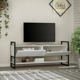 Decortie Metola Modern Tv Unit Multimedia Centre White With Storage Tv Cabinet 130Cm - thumbnail 4