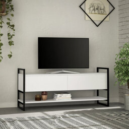 Decortie Metola Modern Tv Unit Multimedia Centre White With Storage Tv Cabinet 130Cm - thumbnail 1
