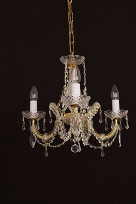 Luminosa Lighting Luminosa Marie Theresa Glass Gold 3 Arm Chandelier