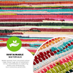 "Bravich Multicolour Recycled Cotton Chindi Rug 240 X 330Cm (8' X 10'10"")" - thumbnail 6