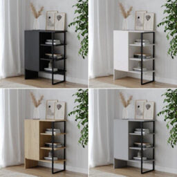 60Cm Wood Steel Living Room 1 Door Bedside Cabinet Shelf Shelving Bookcase Unit - Oak - thumbnail 5