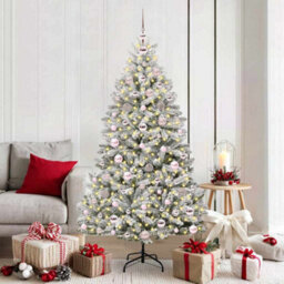Vidaxl Artificial Christmas Tree Green And White 180 Cm Pvc And Metal