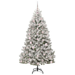 Vidaxl Artificial Christmas Tree Green And White 180 Cm Pvc And Metal - thumbnail 4