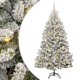 Vidaxl Artificial Christmas Tree Green And White 180 Cm Pvc And Metal - thumbnail 2