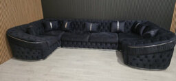 Ambassador U Shape Corner Sofa Steel Velvet And Chrome Accents - thumbnail 1