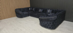 Ambassador U Shape Corner Sofa Steel Velvet And Chrome Accents - thumbnail 3