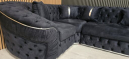 Ambassador U Shape Corner Sofa Steel Velvet And Chrome Accents - thumbnail 4