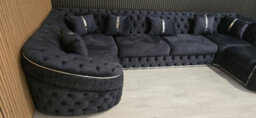 Ambassador U Shape Corner Sofa Steel Velvet And Chrome Accents - thumbnail 6