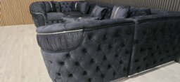 Ambassador U Shape Corner Sofa Steel Velvet And Chrome Accents - thumbnail 8