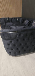 Ambassador U Shape Corner Sofa Steel Velvet And Chrome Accents - thumbnail 9