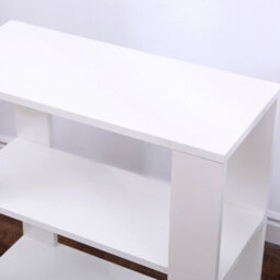 Furniturehmd White Sofa Side Table End Table With Storage Shelf Coffee Desk With Wheels - thumbnail 4
