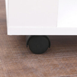 Furniturehmd White Sofa Side Table End Table With Storage Shelf Coffee Desk With Wheels - thumbnail 5