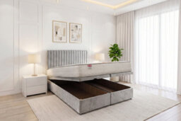 "Knight Sleep Emily Ottoman Bed Silver Plush 4Ft With Mattress & 24""headboard - Small Double" - thumbnail 1
