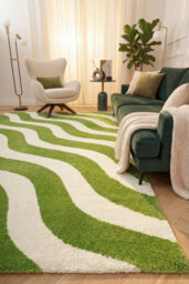 The Rugs Joli Green And White Wavy Rug Soft Dense Pile Easy To Clean And Pet Friendly For Living Rooms And Bedrooms - thumbnail 4