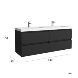 Cygnus bath Bequia Vanity Unit 140Cm Matt Black Toscana Basin Mineral Composite - thumbnail 4