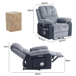 Electric Recliner Armchair Single Sofa Heated Massage Chair Lounge - thumbnail 2