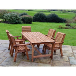 Churnet Valley Garden Furniture Ltd Valley 5 Seat Set 5Xc Table - Timber - L220 X W230 X H95 Cm - Minimal Assembly Required - Set Of Waterproof Cushions Included - thumbnail 1