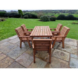 Churnet Valley Garden Furniture Ltd Valley 5 Seat Set 5Xc Table - Timber - L220 X W230 X H95 Cm - Minimal Assembly Required - Set Of Waterproof Cushions Included - thumbnail 2