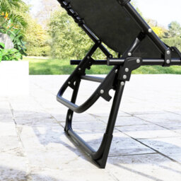 Outsunny 2 Pcs Folding Beach Chair Chaise Lounge 4 Adjustable Positions, Black - thumbnail 9