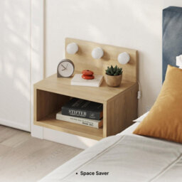 Decortie Floating Bedside Table With 3 Led Lights 30Cm Modern Wall-Mounted Open Shelf For Storage, Bedroom Space-Saver, Ash Green - thumbnail 8