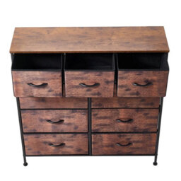 Brown 9 Drawers Fabric Chest Of Drawers Bedroom Dresser Storage Cabinet Organizer - thumbnail 4