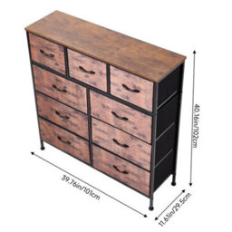 Brown 9 Drawers Fabric Chest Of Drawers Bedroom Dresser Storage Cabinet Organizer - thumbnail 2