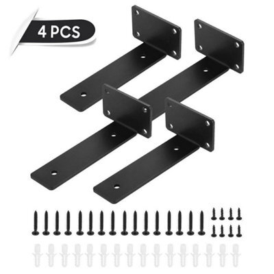 4Pcs Heavy Duty Cast Iron Shelf Brackets, 8 Inch Floating Shelf Supports - image 1