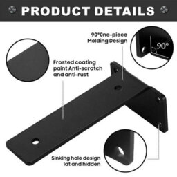 4Pcs Heavy Duty Cast Iron Shelf Brackets, 8 Inch Floating Shelf Supports - thumbnail 3