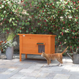 Pawhut Outdoor Feral Cat House Insulated W/ Openable Roof - Orange - thumbnail 9