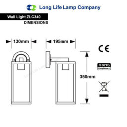 Long Life Lamps Company Outdoor Dark Grey Wall Light Zlc340 With 4W Led Ww - thumbnail 2