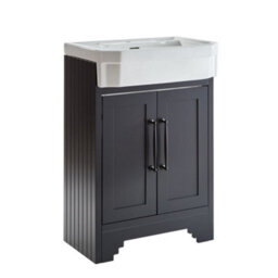 Homestylestore Black Grey 570mm Bathroom Vanity Unit And Black T Bar Handles - thumbnail 1