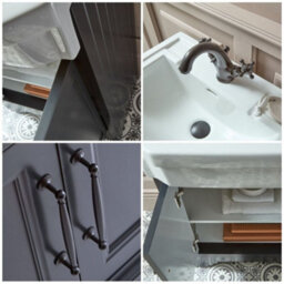 Homestylestore Black Grey 570mm Bathroom Vanity Unit And Black T Bar Handles - thumbnail 2