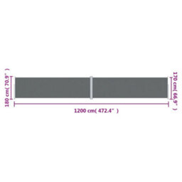 Walplus Retractable Side Awning Garden Sun Shade Canopy Gazebo For Back Door, Porch, Patio Anthracite 180X1200 Cm - thumbnail 8