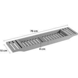 Grey Bamboo Bath Tub Rack Foldable Adjustable Tray Caddy Organiser - thumbnail 2