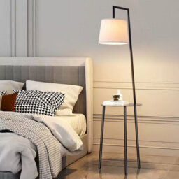 Living And Home 150Cm E27 Base Metal Tray Table Linen Lampshade  Floor Lamp Floor Light With Foot Switch - thumbnail 6