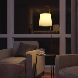 Living And Home 150Cm E27 Base Metal Tray Table Linen Lampshade  Floor Lamp Floor Light With Foot Switch - thumbnail 5