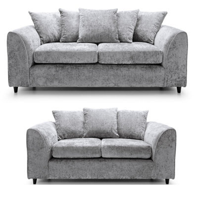 Furnishings For Less UK Monaco Chenille Fabric Sofa Set 3 And 2 Seater Sofa Light Grey - image 1