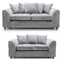 Furnishings For Less UK Monaco Chenille Fabric Sofa Set 3 And 2 Seater Sofa   Light Grey - thumbnail 1
