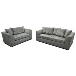 Furnishings For Less UK Monaco Chenille Fabric Sofa Set 3 And 2 Seater Sofa   Light Grey - thumbnail 2