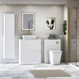 Royal Bathrooms Avenza 700mm Matt White Floor Standing Countertop Bathroom Vanity Unit 2 Drawer With Cube Basin - thumbnail 4